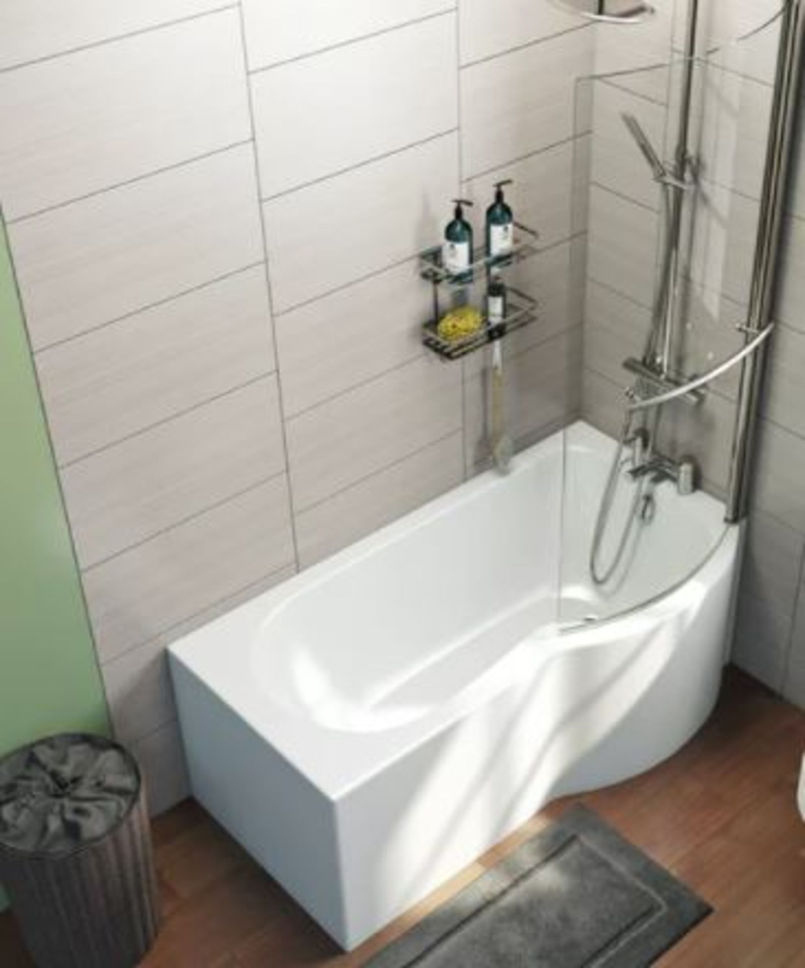 1700x700x850mm RH P Shaped Shower Bath With Front Panel - Image 2 of 8