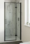 Matt Black Concealed Hinged Shower Door 610x1950mm (LHD901BBLK)