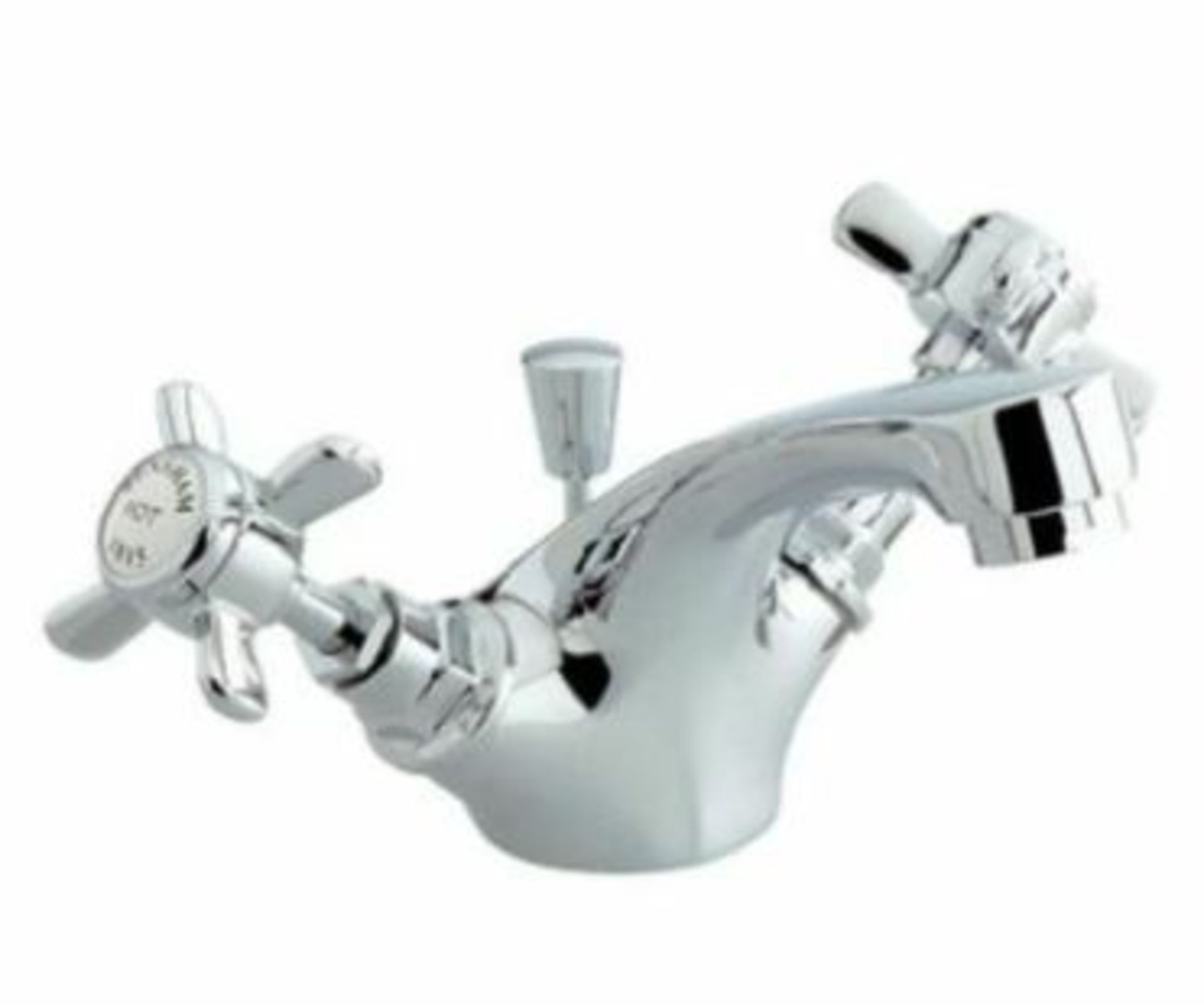 Bathstore Bensham Traditional Luxury Mono Basin Mixer Tap With Ceramic Hot / Cold End Caps & Pop Up