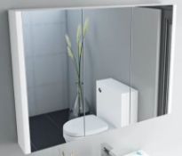 Derwent White 3 Door Mirrored Cabinet 650x900mm (ODMIR900)