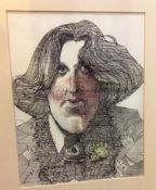 A Pen and Ink Drawing of Oscar Wilde Signed and Dated 1960