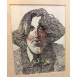 A Pen and Ink Drawing of Oscar Wilde Signed and Dated 1960