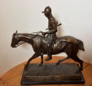 Stunning Antique Bronze Horse and Jockey Sculpture