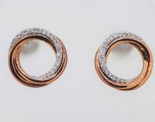 9ct (375) Rose Gold Diamond Open Twist Circle Stud Earrings
