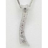 18ct White Gold 0.59ct Diamond Pendant on a Filed Spiga Chain - 16"