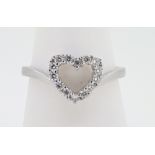 9ct (375) White Gold 0.28ct Diamond Open Heart Ring