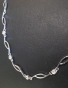 9ct (375) White Gold 0.22ct Diamond Fancy Link Necklace