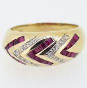 18ct (750) yellow Gold Ruby & Diamond Heavy Ring
