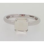 9ct (375) White Gold Lemon Quartz Cabochon Four Claw Ring