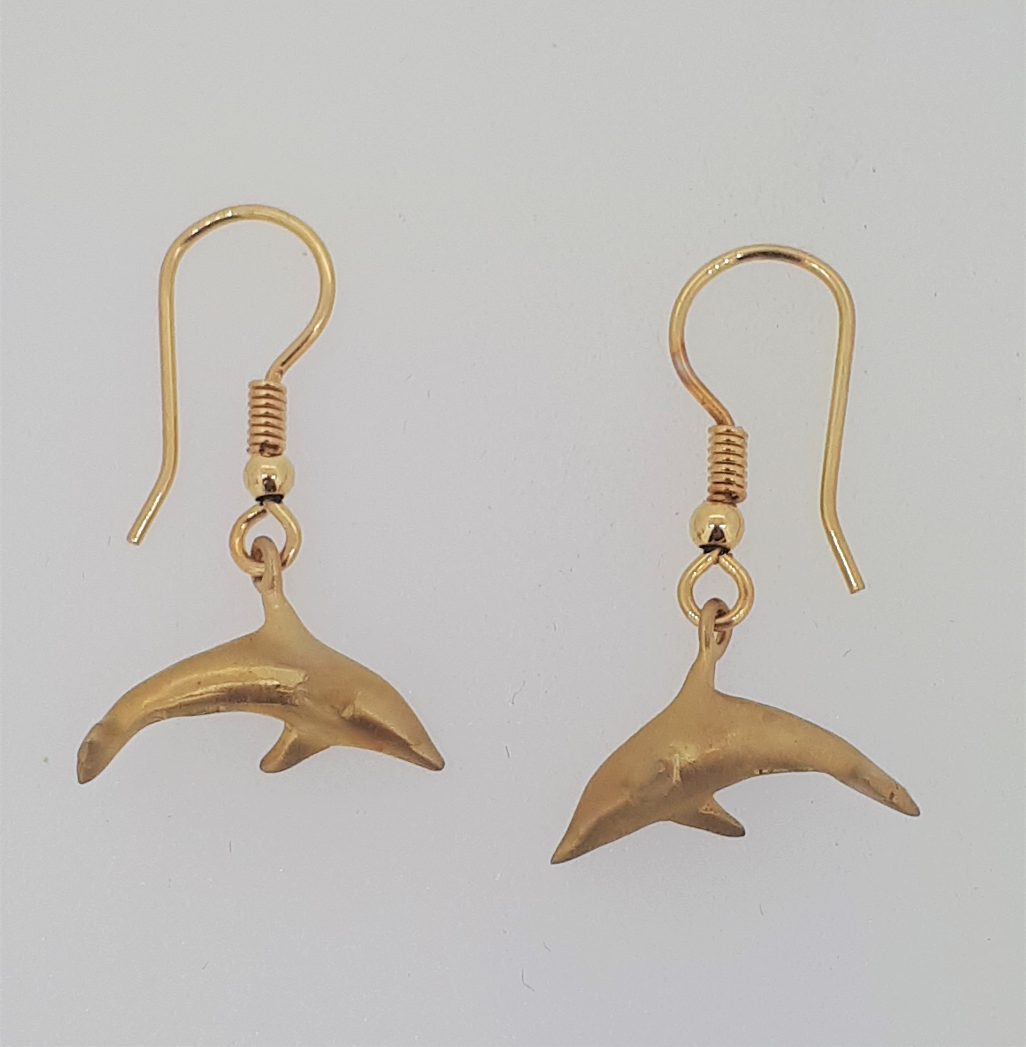 9ct (375) Yellow Gold Dolphin Drop Earrings - Image 9 of 11