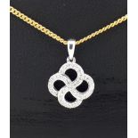 9ct White Gold Diamond Pave Organic Swirl Pendant