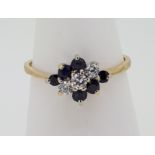 9ct (375) Yellow Gold Blue & White CZ Stone Ring