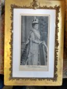 Royalty Gb Queen Alexandra 1902-1910, Signed Downey Photograph Antique Gold Frame Silver