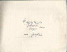 Royalty Fine Christmas Calendar King George V Hand Signed 1934 Windsor Castle A Fine Unused Chris