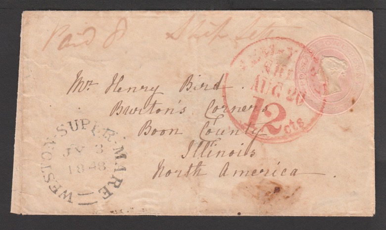 G.B - QV Postal Stationery / Transatlantic 1848