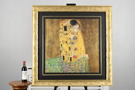 Gustav Klimt "The Kiss" Limited Edition 22ct Gold Leaf Silk Screen.