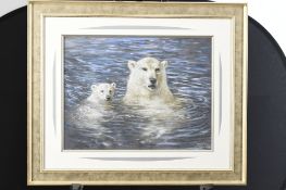 Joel Kirk Original Pastel of Polar Bears