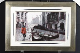 Tony Rome Original Painting Gondolas on Venetian Canal.