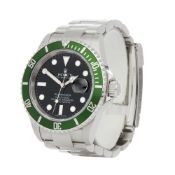 Rolex Submariner Date 16610LV Men Stainless Steel Kermit Watch