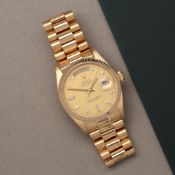 Rolex Day-Date 36 18038A Unisex Yellow Gold Diamond Dial Watch