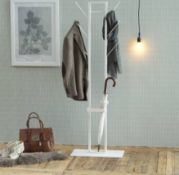 (R6J) Household. 1 X Vinson Coat Hanger metal Lacquered White Umbrella Stand (L56 X W28 X H165 cm)