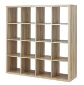 (R6J) Household. 2 Items. 1 X Living Elements Clever Cube 4 X 4 Cube Storage Unit Oak Finish (Box 1