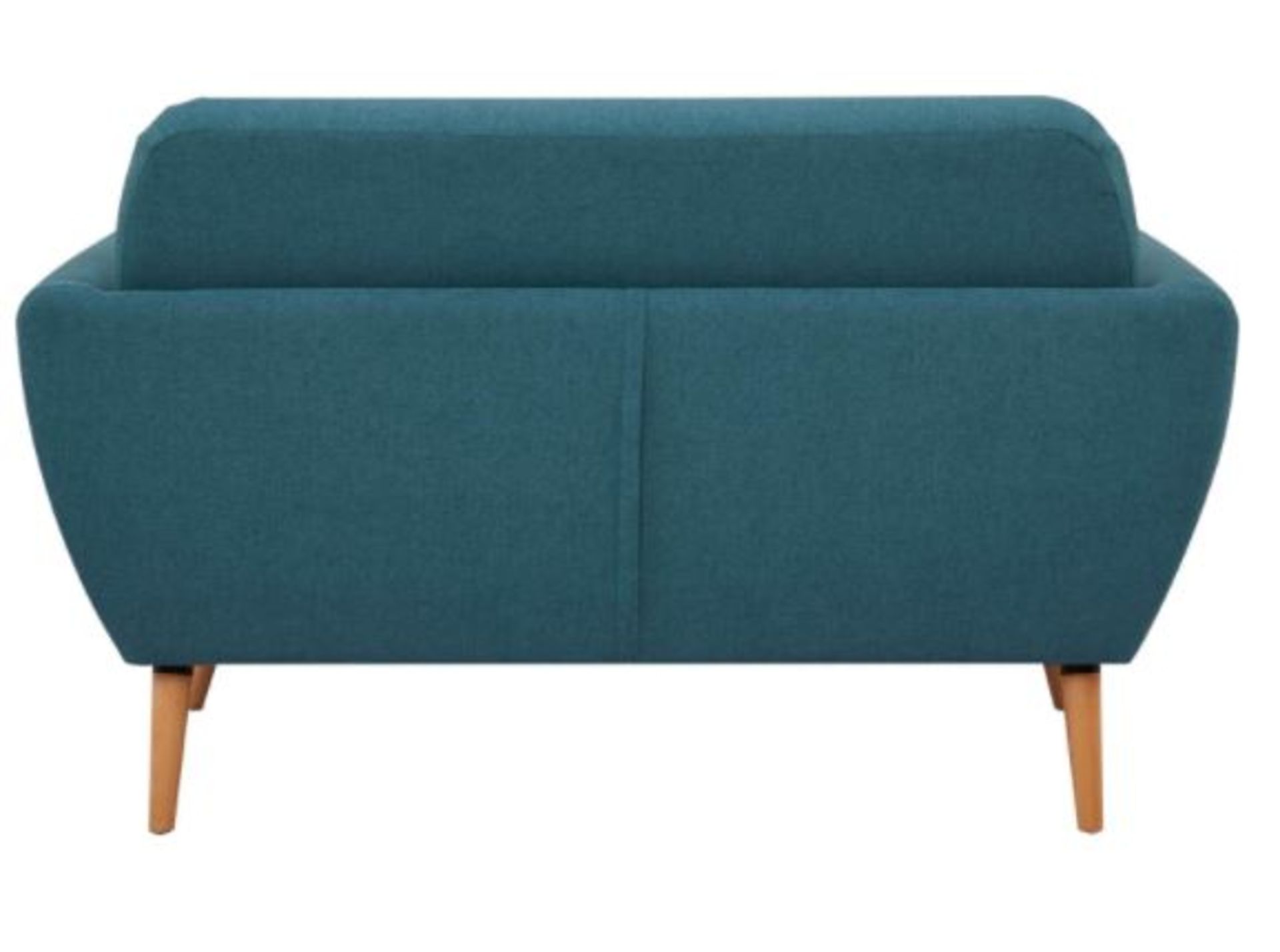 (R6F) Household. 1 X Scandi Savannah Sofa Teal. 2 Seater Sofa. Wooden Frame With Birchwood Legs. (H - Image 5 of 9