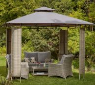 (R6K) Garden. 1 X Florence Gazebo With Rattan Panels (H260 X W300 X D300cm) RRP £260