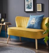 (R6L) Household. 1 X Cocktail Sofa Ochre. Velvet Fabric Cover With Rubberwood Legs. (H72 X W110 X D