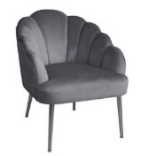 (R6G) Household. 1 X Sophia Scallop Occasional Chair Grey (No Box Ð 2cm Straight Rip Front Of Chair