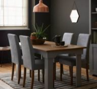 (R10L) Garden. 2 X Diva Dining Chairs. Grey Upholstered Seats, Solid Rubberwood Legs. RRP £125