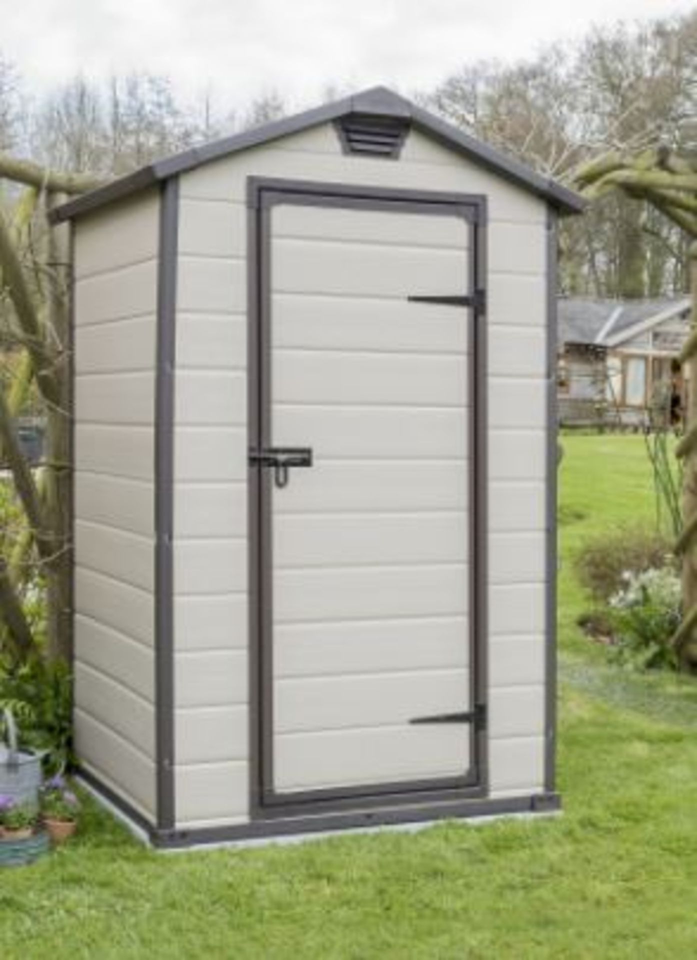 (R9) Garden . 1 X Keter Manor 4 X 3 Maintenance Free Shed (W129 X D103 X H196cm) RRP £240