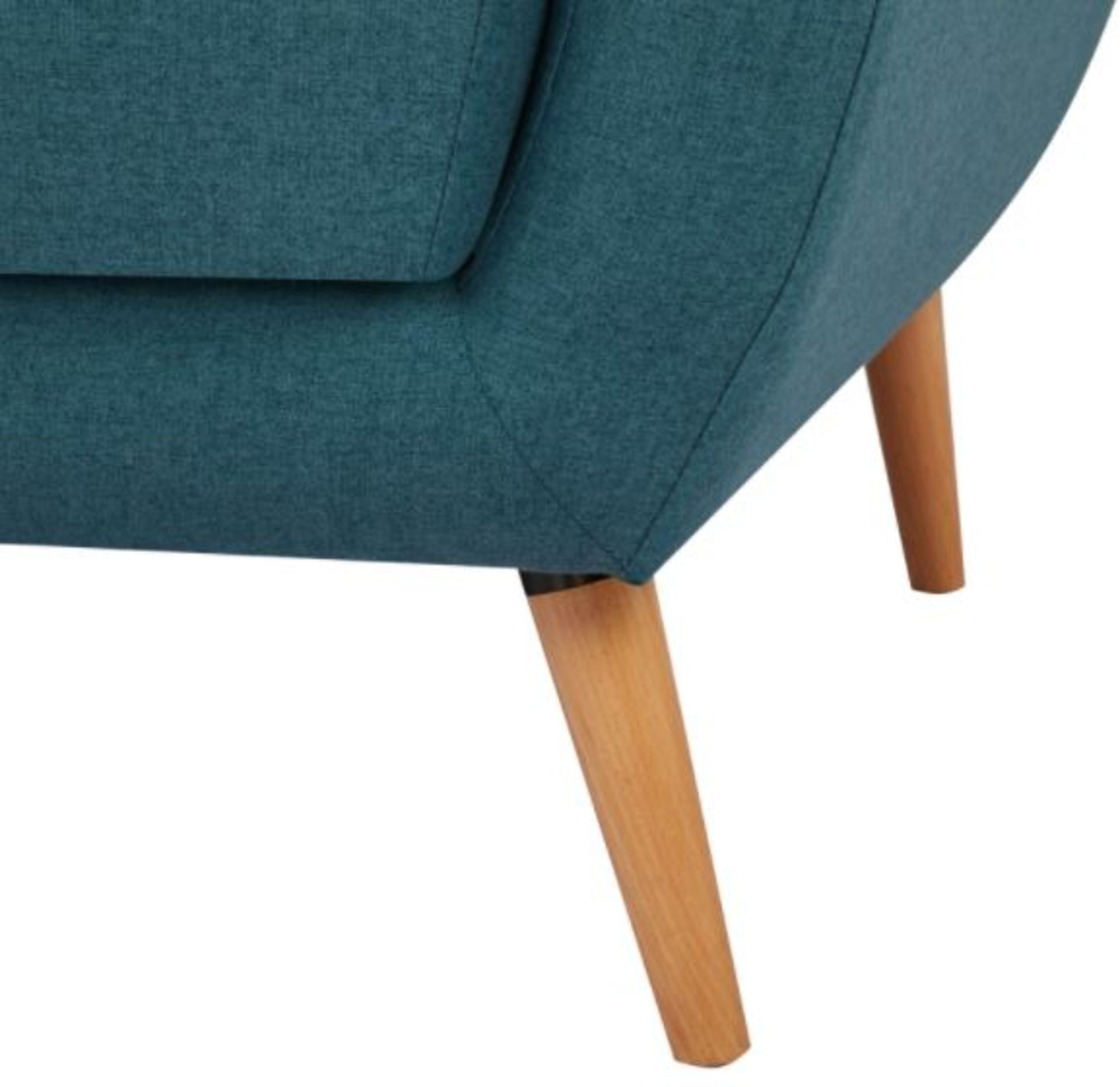 (R6F) Household. 1 X Scandi Savannah Sofa Teal. 2 Seater Sofa. Wooden Frame With Birchwood Legs. (H - Image 7 of 9