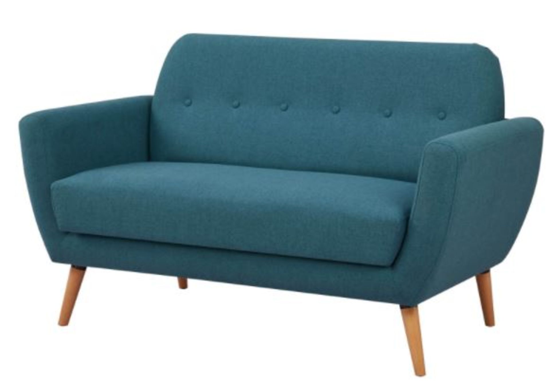 (R6N) Household. 1 X Scandi Savannah Sofa Teal. 2 Seater Sofa. Wooden Frame With Solid Beechwood Le - Image 3 of 9