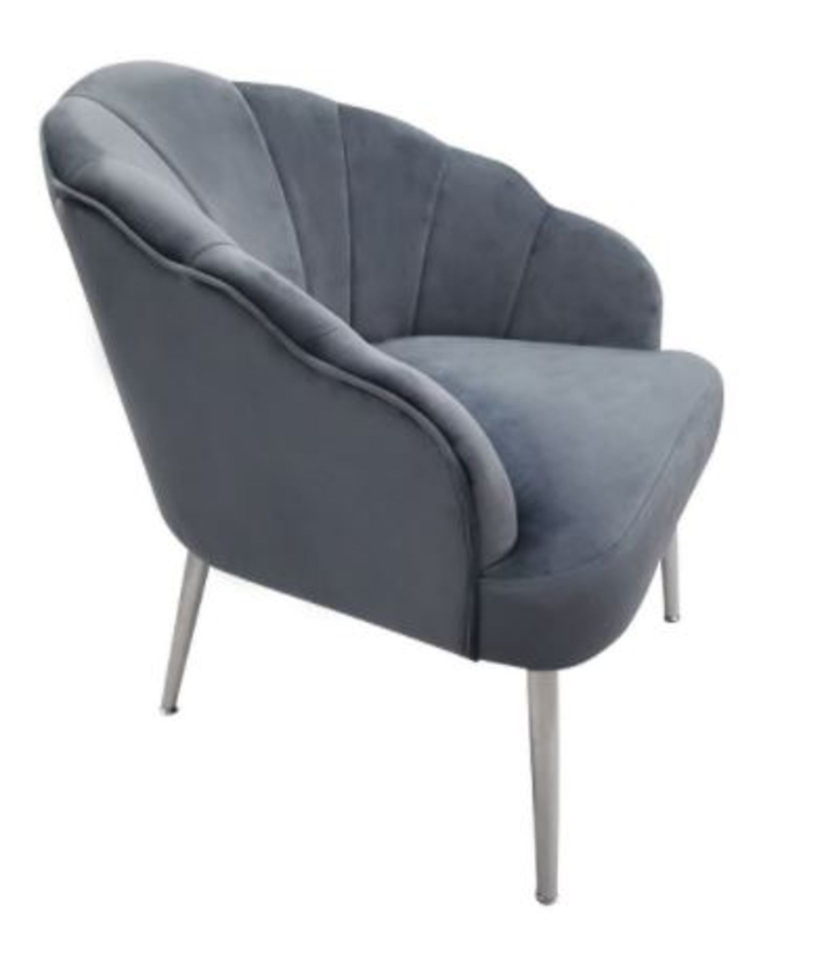 (R6G) Household. 1 X Sophia Scallop Occasional Chair Grey (No Box Ð 2cm Straight Rip Front Of Chair - Image 5 of 8