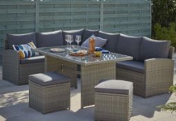 (R6C) Garden Furniture. 1 X Matara 7 Seater Corner Sofa Dining Set. RRP £700