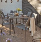 (R12) Garden. 1 X Bambrick 6 Seater Garden Dining Set. Powder Coated Steel Frame. Hand Woven Synthe