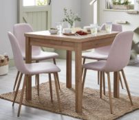 (R7E) Household. 2 X Ludlow Dining Chairs Dusky Pink. Fully Upholstered Seat, Metal Frame With Oak