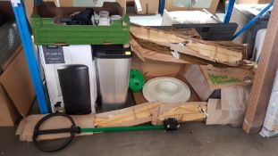 (R5G) Large Qty Of Mixed Household Items To Inc Bird bath, Cat Toy, \artificial Flowers, 2 X Bins,