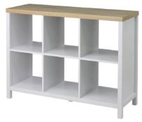 (R6N) Household. 1 X Living Elements Clever Cube 2 X 3 Cube Storage Unit With Legs. Oak / White Mat