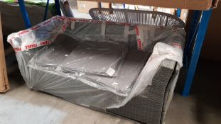 (R10K) 1 X Rattan Sofa Grey & 3 X Flat Cushion