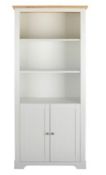 (R10J) 1 X Diva Storage Bookcase Ivory. Ivory Finish With Oak Effect Top. Three Open Shelves And Tw