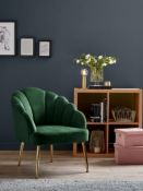 (R7I) Household. 1 X Sophia Occasional Chair Emerald. Velvet Fabric Cover, Metal Legs. (H77 X W64 X