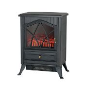 (R9D) 1 X Arlec 1800W Fireplace Heater. Black Finish With Realistic Log Flame Effect