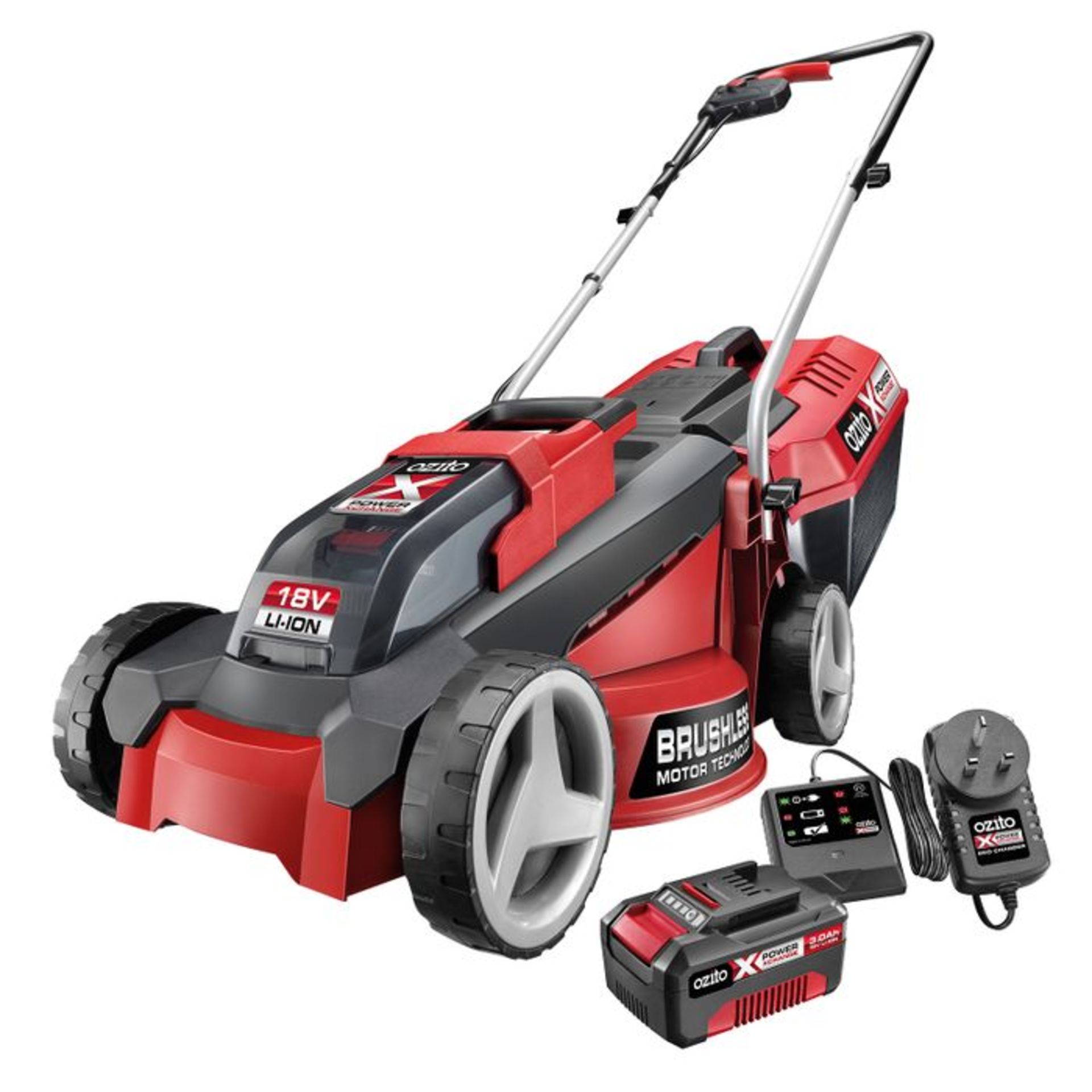 (R9B) 1 X Ozito Power Xchange Mower 18V 2ah 330mm 486919. Incomplete. Missing Battery & Grass Box.