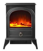 (R2I) 1 X Artlec 1800W Fireplace Heater Grey Finish With Realistic Log Flame Effect