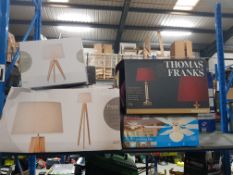 (R3M) Lighting. 4 Items. 1 X Thomas & Franks Huringham Glass Column Table Lamp, 1 X Arlec 76cm Ceil