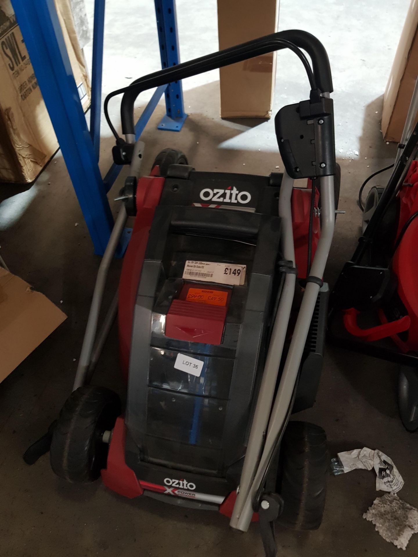 (R9B) 1 X Ozito Power Xchange Mower 18V 2ah 330mm 486919. Incomplete. Missing Battery & Grass Box. - Image 2 of 2