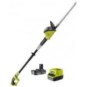 (R4C) 2 Items. 1 X Ryobi Electric Pole Hedge Trimmer & 1 X Battery Pole Hedge Trimmer