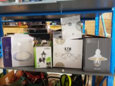 (R1G) Lighting. 5 Items . 1 x Blight Light Samuel Fisherman Lamp, 1 x verve Flower Flush Light, 1 X